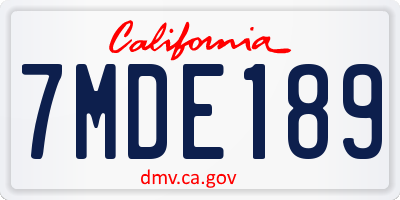 CA license plate 7MDE189