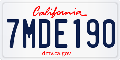 CA license plate 7MDE190
