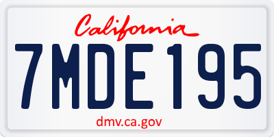CA license plate 7MDE195
