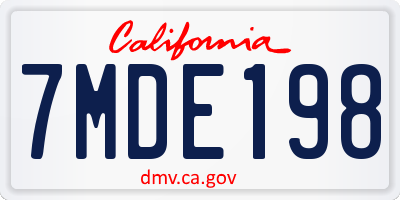 CA license plate 7MDE198