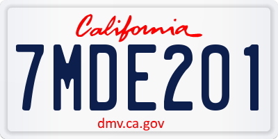 CA license plate 7MDE201