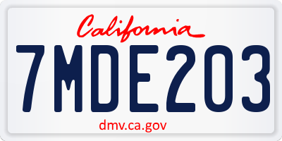 CA license plate 7MDE203