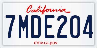 CA license plate 7MDE204