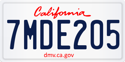 CA license plate 7MDE205