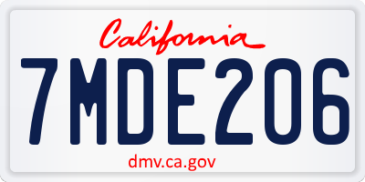 CA license plate 7MDE206