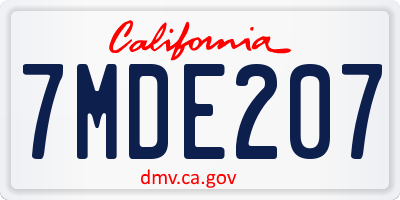 CA license plate 7MDE207