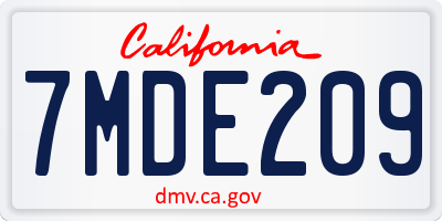 CA license plate 7MDE209