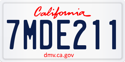 CA license plate 7MDE211