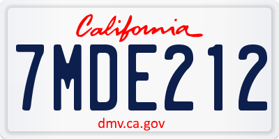 CA license plate 7MDE212