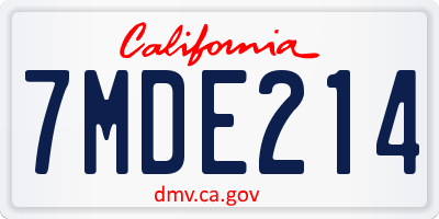 CA license plate 7MDE214