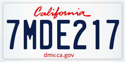 CA license plate 7MDE217