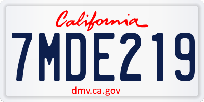 CA license plate 7MDE219