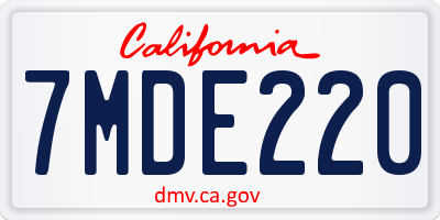 CA license plate 7MDE220