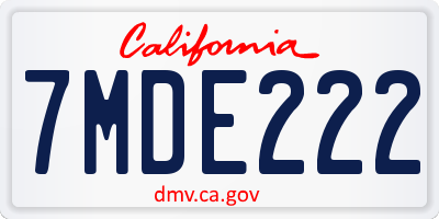 CA license plate 7MDE222