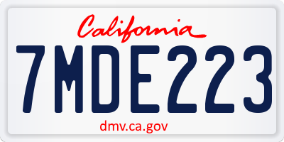 CA license plate 7MDE223