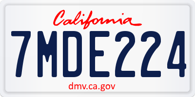 CA license plate 7MDE224