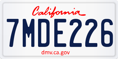 CA license plate 7MDE226