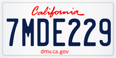 CA license plate 7MDE229