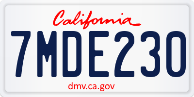 CA license plate 7MDE230