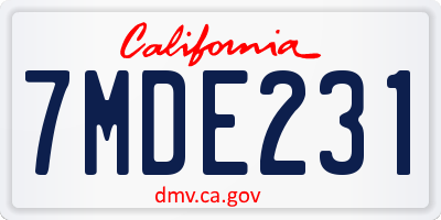 CA license plate 7MDE231