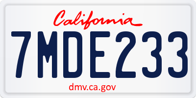 CA license plate 7MDE233