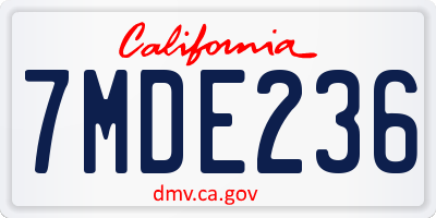 CA license plate 7MDE236