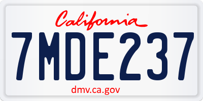 CA license plate 7MDE237