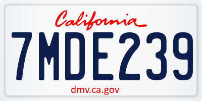 CA license plate 7MDE239