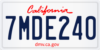 CA license plate 7MDE240