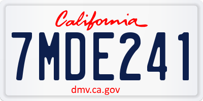 CA license plate 7MDE241