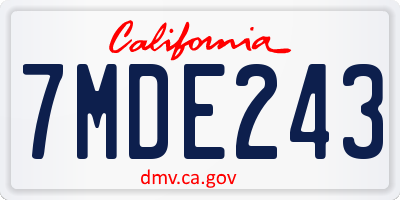 CA license plate 7MDE243