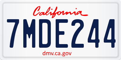 CA license plate 7MDE244