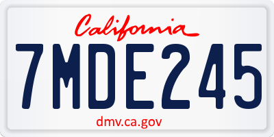 CA license plate 7MDE245