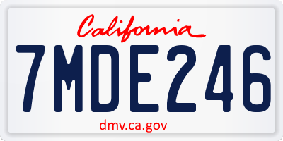 CA license plate 7MDE246