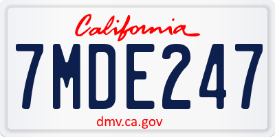 CA license plate 7MDE247