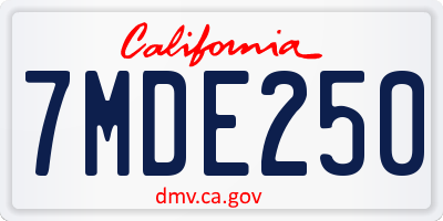 CA license plate 7MDE250