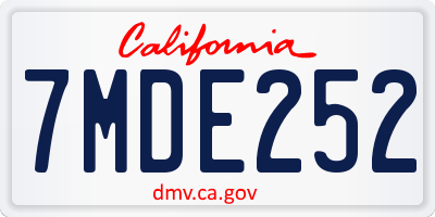 CA license plate 7MDE252