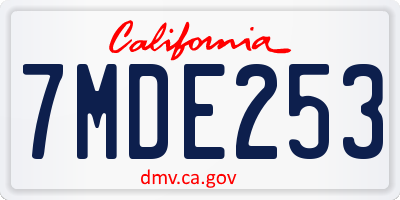 CA license plate 7MDE253