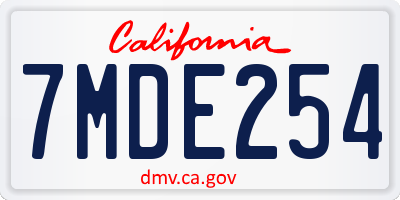 CA license plate 7MDE254