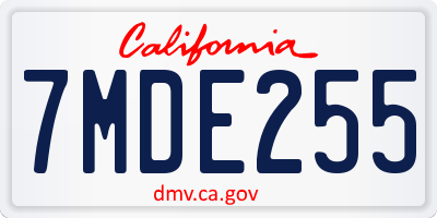 CA license plate 7MDE255