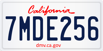 CA license plate 7MDE256