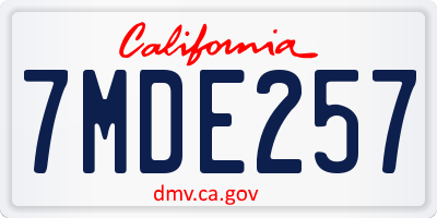 CA license plate 7MDE257