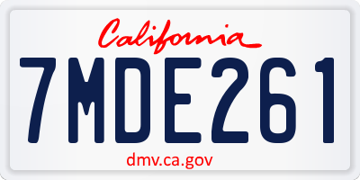 CA license plate 7MDE261
