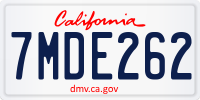 CA license plate 7MDE262