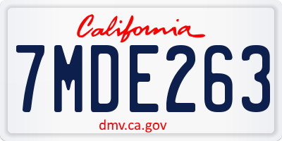 CA license plate 7MDE263