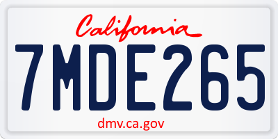 CA license plate 7MDE265