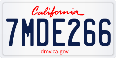 CA license plate 7MDE266