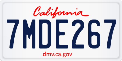 CA license plate 7MDE267