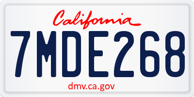 CA license plate 7MDE268