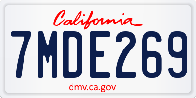 CA license plate 7MDE269